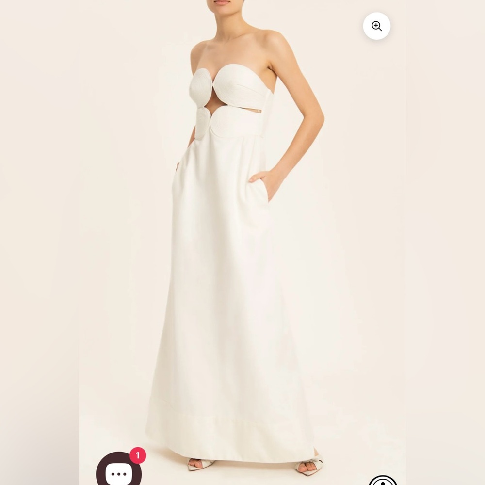 Adriana Degreas Solid Strapless Matelasse Long Dress in Off White Size Small